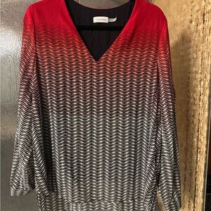 Calvin Klein Red and Black ombré blouse.